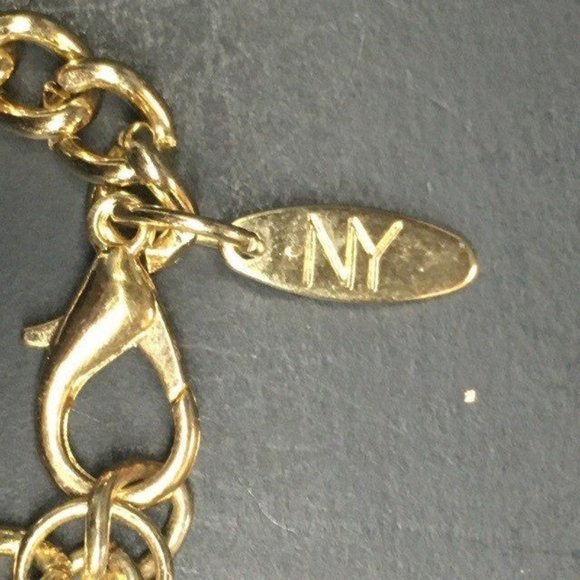 NY Statement Bib Necklace Turquoise Blue White Marbled Gold Chain Retro Acrylic - Picture 8 of 8